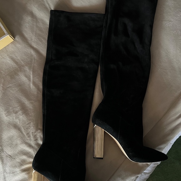 MICHAEL Michael Kors Gold Paloma Black Suede Over-The-Knee Boot - Picture 8 of 11